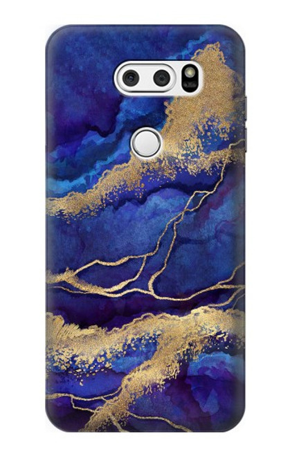 S3906 Navy Blue Purple Marble Case For LG V30, LG V30 Plus, LG V30S ThinQ, LG V35, LG V35 ThinQ