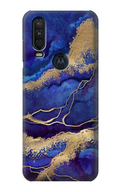 S3906 Navy Blue Purple Marble Case For Motorola One Action (Moto P40 Power)