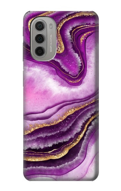 S3896 Purple Marble Gold Streaks Case For Motorola Moto G51 5G