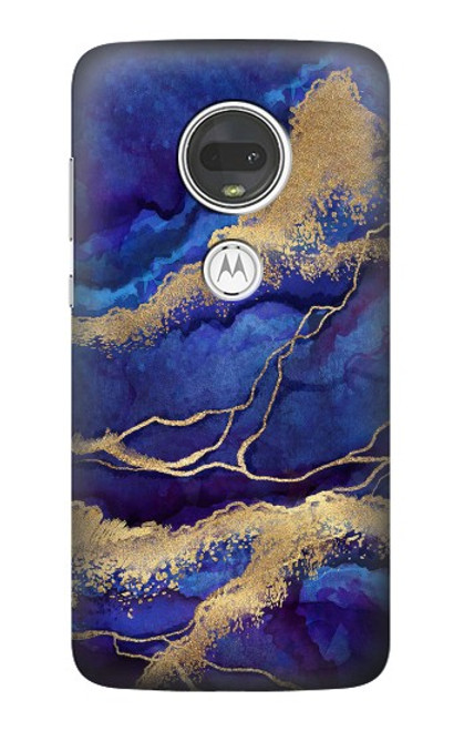S3906 Navy Blue Purple Marble Case For Motorola Moto G7, Moto G7 Plus