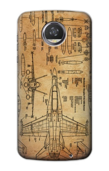 S3868 Aircraft Blueprint Old Paper Case For Motorola Moto Z2 Play, Z2 Force
