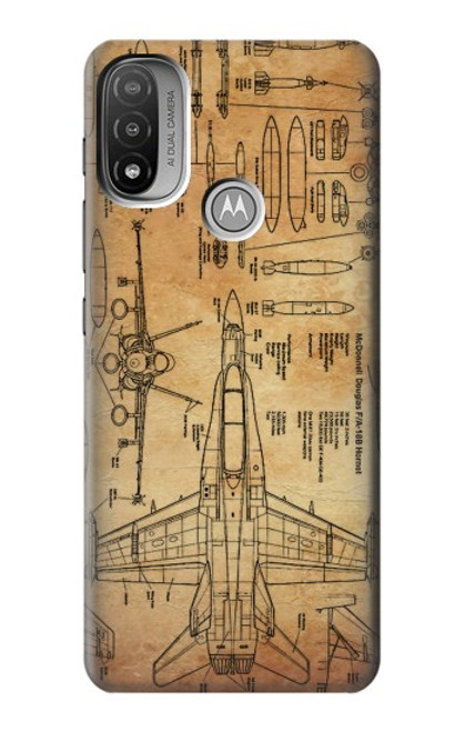 S3868 Aircraft Blueprint Old Paper Case For Motorola Moto E20,E30,E40