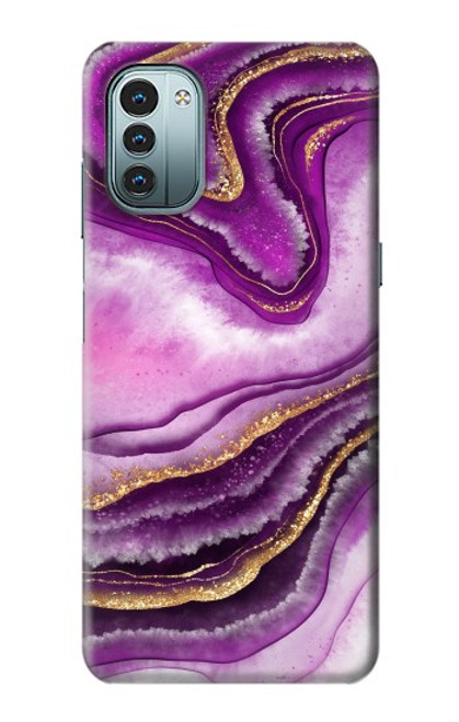 S3896 Purple Marble Gold Streaks Case For Nokia G11, G21