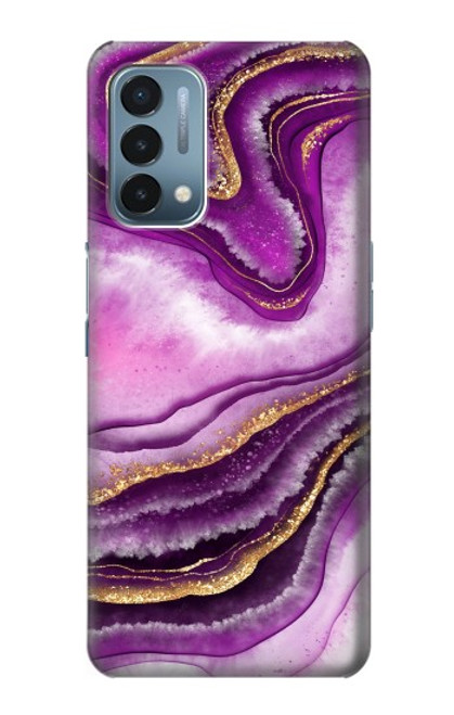 S3896 Purple Marble Gold Streaks Case For OnePlus Nord N200 5G