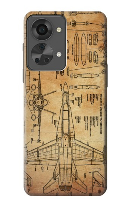 S3868 Aircraft Blueprint Old Paper Case For OnePlus Nord 2T