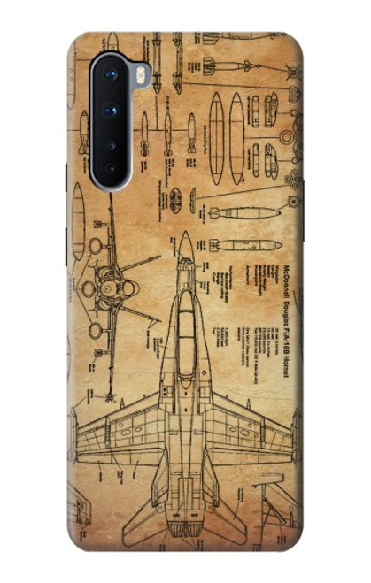 S3868 Aircraft Blueprint Old Paper Case For OnePlus Nord
