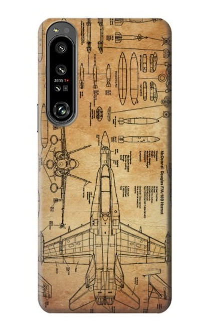 S3868 Aircraft Blueprint Old Paper Case For Sony Xperia 1 IV