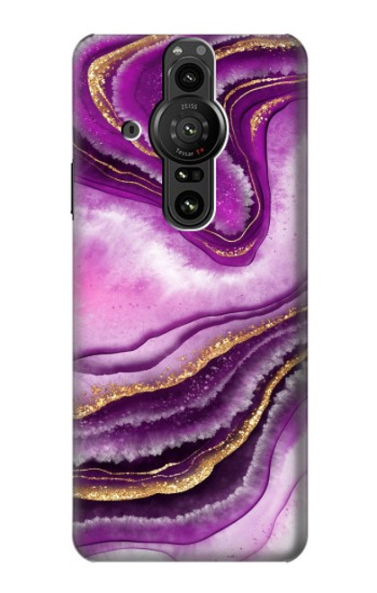 S3896 Purple Marble Gold Streaks Case For Sony Xperia Pro-I