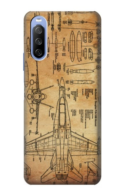 S3868 Aircraft Blueprint Old Paper Case For Sony Xperia 10 III Lite