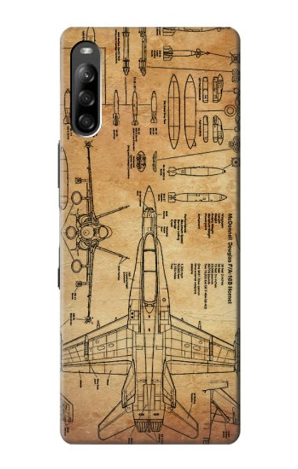 S3868 Aircraft Blueprint Old Paper Case For Sony Xperia L4