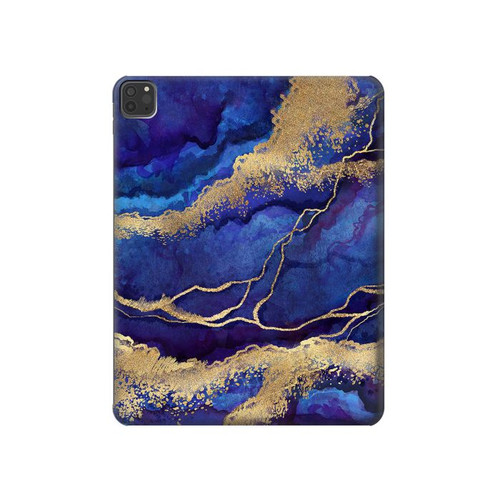 S3906 Navy Blue Purple Marble Hard Case For iPad Pro 11 (2021,2020,2018, 3rd, 2nd, 1st)