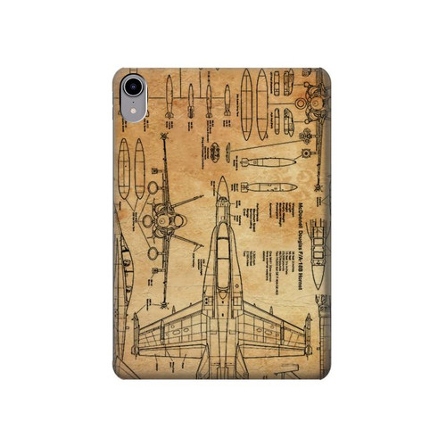 S3868 Aircraft Blueprint Old Paper Hard Case For iPad mini 6, iPad mini (2021)