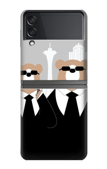 S3557 Bear in Black Suit Case For Samsung Galaxy Z Flip 4