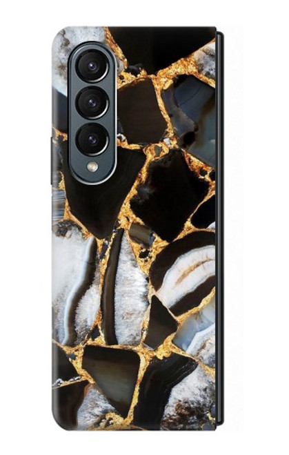 S3419 Gold Marble Graphic Print Case For Samsung Galaxy Z Fold 4