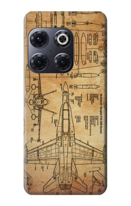 S3868 Aircraft Blueprint Old Paper Case For OnePlus 10T