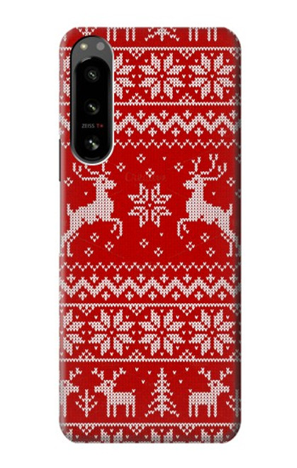 S2835 Christmas Reindeer Knitted Pattern Case For Sony Xperia 5 IV