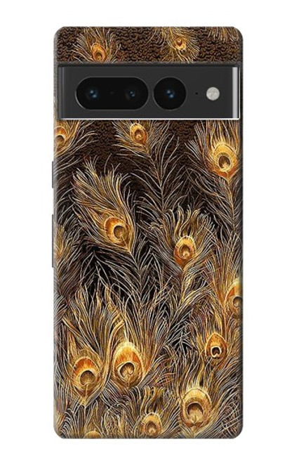 S3691 Gold Peacock Feather Case For Google Pixel 7 Pro