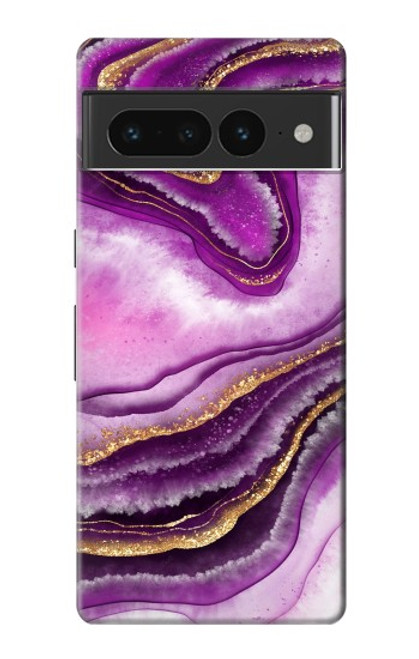 S3896 Purple Marble Gold Streaks Case For Google Pixel 7 Pro