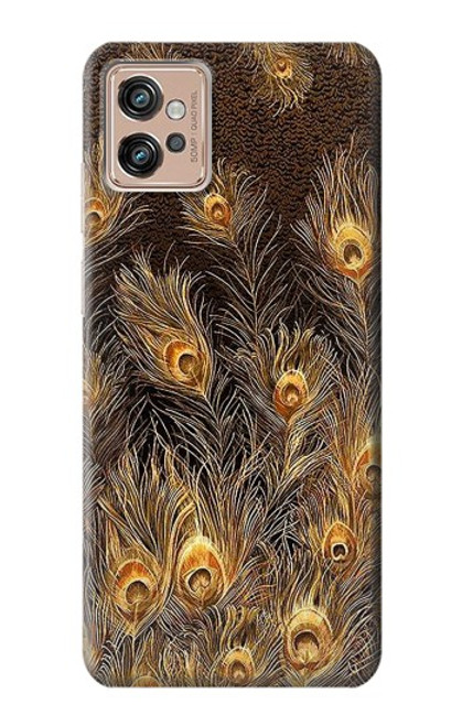S3691 Gold Peacock Feather Case For Motorola Moto G32