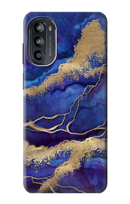 S3906 Navy Blue Purple Marble Case For Motorola Moto G52, G82 5G