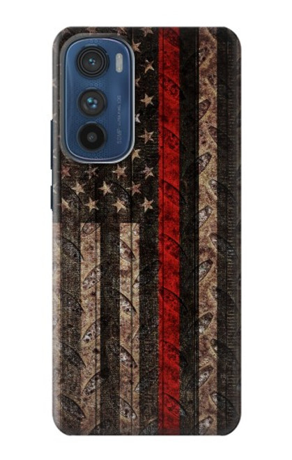 S3804 Fire Fighter Metal Red Line Flag Graphic Case For Motorola Edge 30