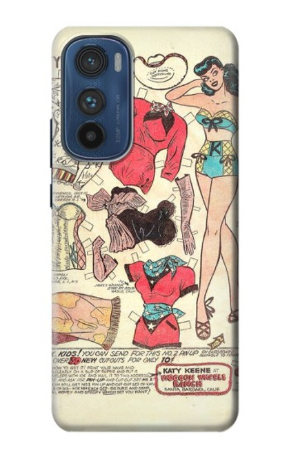 S3820 Vintage Cowgirl Fashion Paper Doll Case For Motorola Edge 30