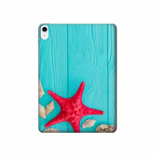 S3428 Aqua Wood Starfish Shell Hard Case For iPad 10.9 (2022)
