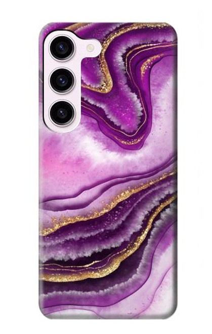 S3896 Purple Marble Gold Streaks Case For Samsung Galaxy S23