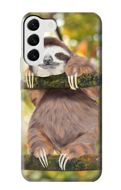 S3138 Cute Baby Sloth Paint Case For Samsung Galaxy S23 Plus