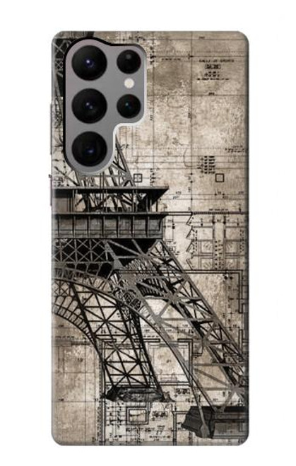 S3416 Eiffel Tower Blueprint Case For Samsung Galaxy S23 Ultra