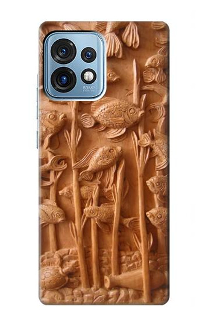 S1307 Fish Wood Carving Graphic Printed Case For Motorola Edge+ (2023), X40, X40 Pro, Edge 40 Pro