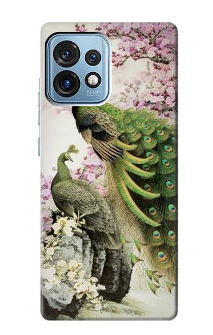 S2773 Peacock Chinese Brush Painting Case For Motorola Edge+ (2023), X40, X40 Pro, Edge 40 Pro