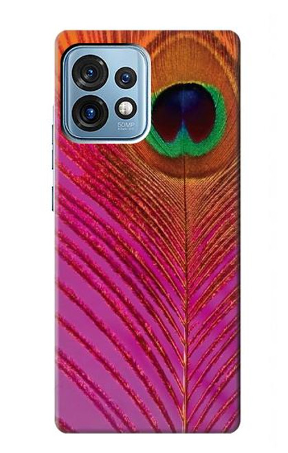 S3201 Pink Peacock Feather Case For Motorola Edge+ (2023), X40, X40 Pro, Edge 40 Pro