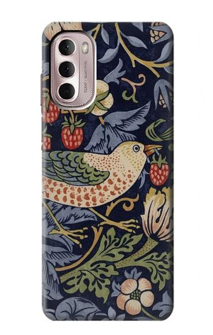 S3791 William Morris Strawberry Thief Fabric Case For Motorola Moto G Stylus 4G (2022)