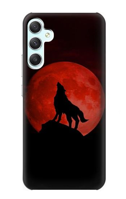 S2955 Wolf Howling Red Moon Case For Samsung Galaxy A34 5G