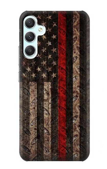 S3804 Fire Fighter Metal Red Line Flag Graphic Case For Samsung Galaxy A34 5G