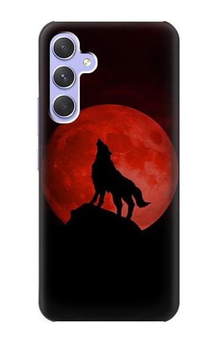 S2955 Wolf Howling Red Moon Case For Samsung Galaxy A54 5G
