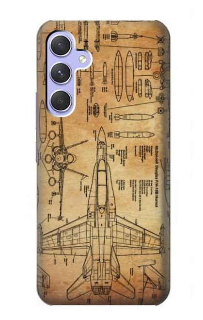 S3868 Aircraft Blueprint Old Paper Case For Samsung Galaxy A54 5G