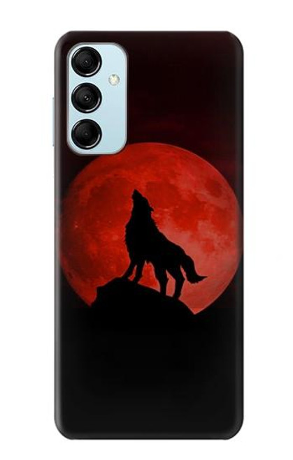 S2955 Wolf Howling Red Moon Case For Samsung Galaxy M14