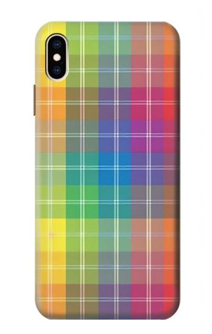 S3942 LGBTQ Rainbow Plaid Tartan Case For iPhone XS Max