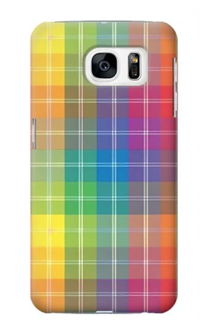 S3942 LGBTQ Rainbow Plaid Tartan Case For Samsung Galaxy S7