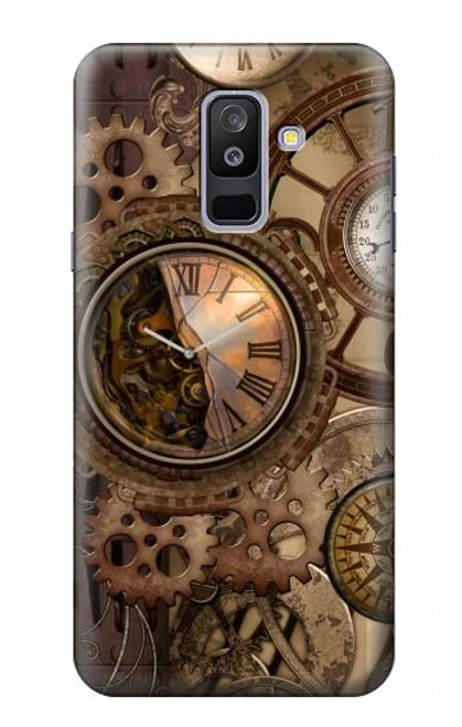 S3927 Compass Clock Gage Steampunk Case For Samsung Galaxy A6+ (2018), J8 Plus 2018, A6 Plus 2018
