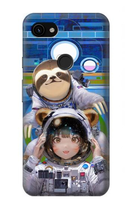 S3915 Raccoon Girl Baby Sloth Astronaut Suit Case For Google Pixel 3a XL