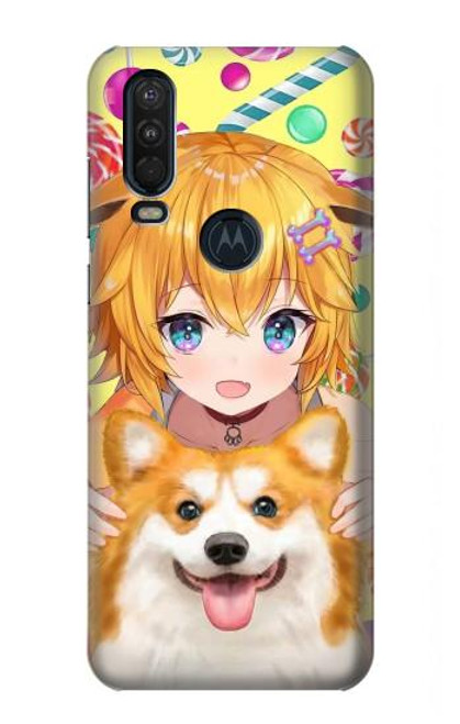 S3918 Baby Corgi Dog Corgi Girl Candy Case For Motorola One Action (Moto P40 Power)