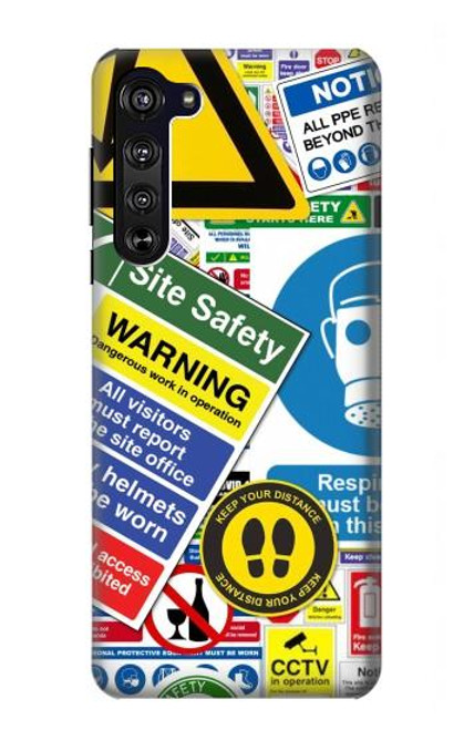 S3960 Safety Signs Sticker Collage Case For Motorola Edge
