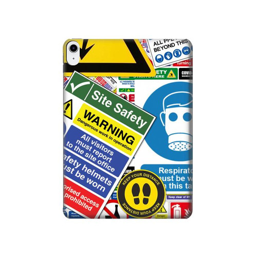S3960 Safety Signs Sticker Collage Hard Case For iPad 10.9 (2022)