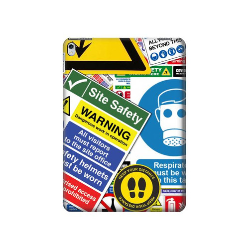 S3960 Safety Signs Sticker Collage Hard Case For iPad Air 2, iPad 9.7 (2017,2018), iPad 6, iPad 5