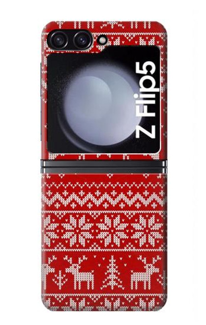 S2835 Christmas Reindeer Knitted Pattern Case For Samsung Galaxy Z Flip 5