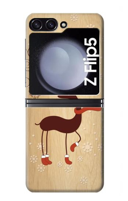 S3081 Wooden Raindeer Graphic Printed Case For Samsung Galaxy Z Flip 5
