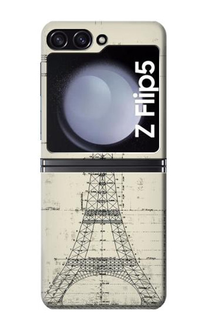 S3474 Eiffel Architectural Drawing Case For Samsung Galaxy Z Flip 5